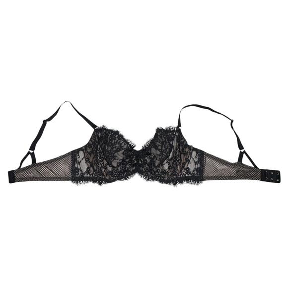 Victoria's Secret Very Sexy Unlined Demi Sheer Lace Black Nude 38C - Picture 3 of 5